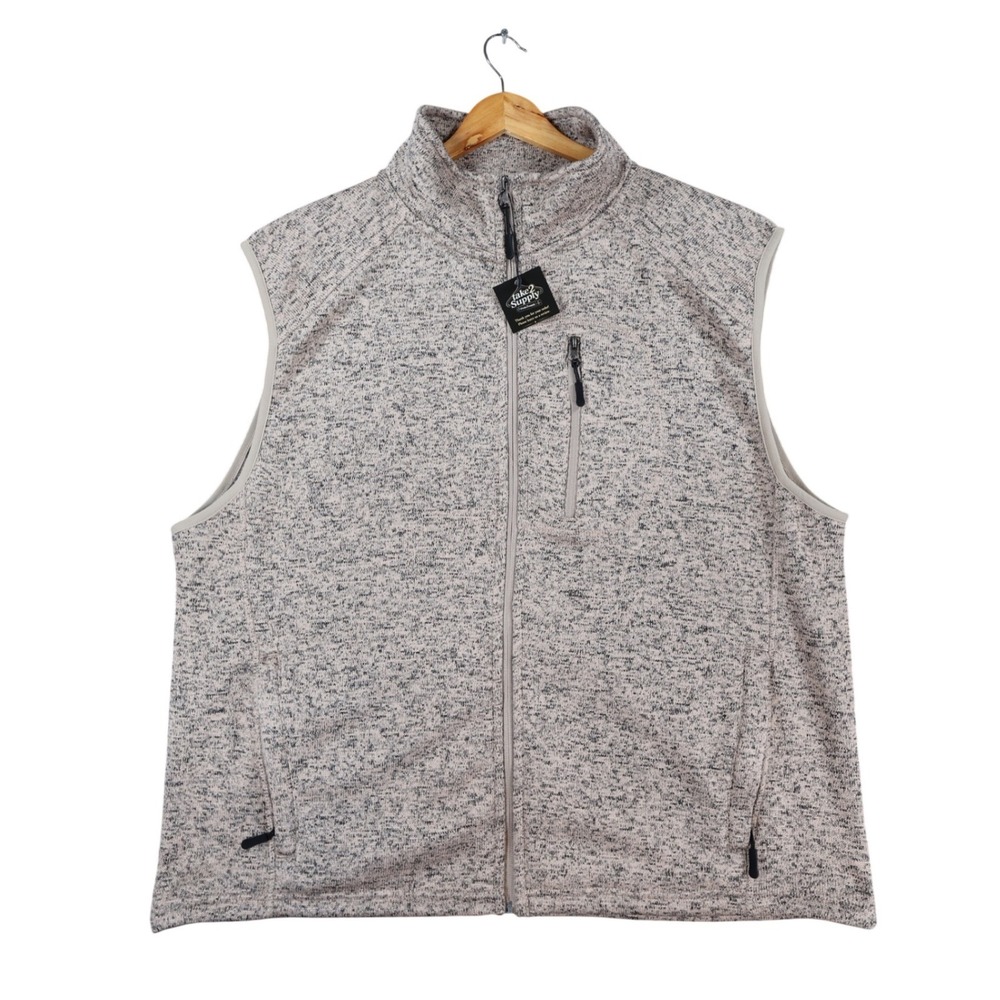 Victory Sportswear Vest Mens XXL Tan Polyester Sweater Knit Fleece Full Zip